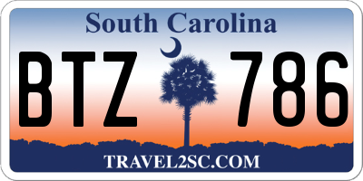 SC license plate BTZ786