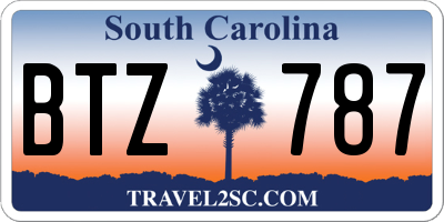 SC license plate BTZ787