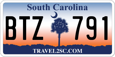 SC license plate BTZ791