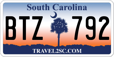 SC license plate BTZ792