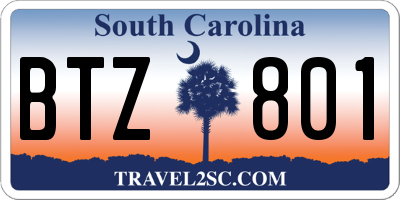 SC license plate BTZ801