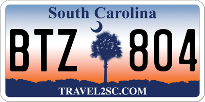 SC license plate BTZ804
