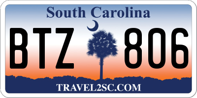 SC license plate BTZ806