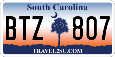 SC license plate BTZ807