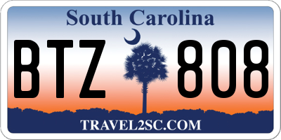 SC license plate BTZ808