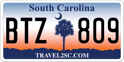SC license plate BTZ809