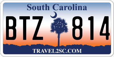 SC license plate BTZ814
