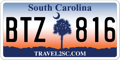 SC license plate BTZ816