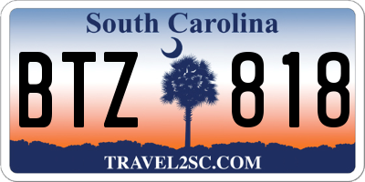 SC license plate BTZ818
