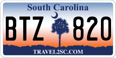 SC license plate BTZ820