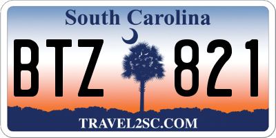 SC license plate BTZ821