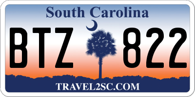 SC license plate BTZ822