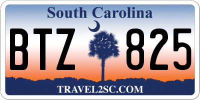 SC license plate BTZ825