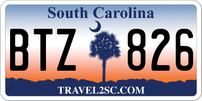 SC license plate BTZ826