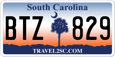 SC license plate BTZ829