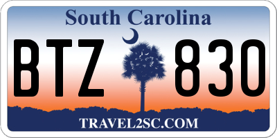 SC license plate BTZ830