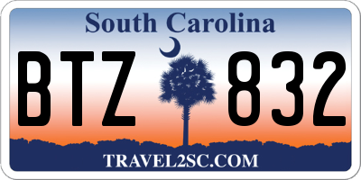 SC license plate BTZ832