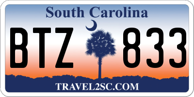 SC license plate BTZ833