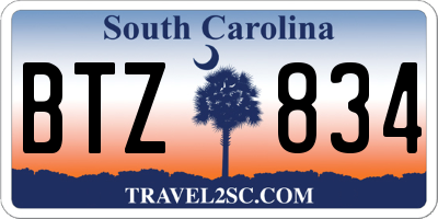 SC license plate BTZ834
