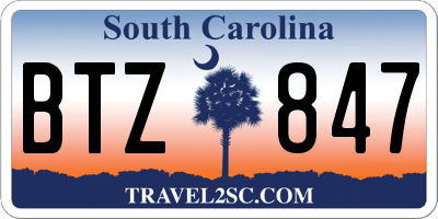 SC license plate BTZ847