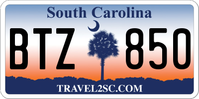 SC license plate BTZ850