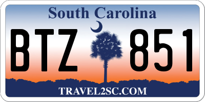 SC license plate BTZ851