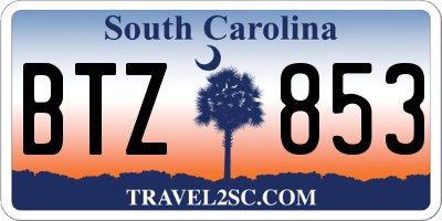 SC license plate BTZ853