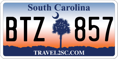 SC license plate BTZ857