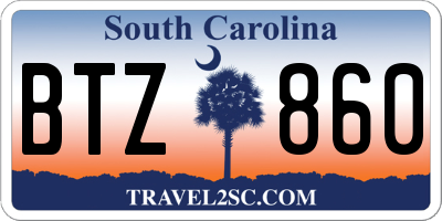 SC license plate BTZ860