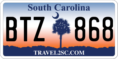 SC license plate BTZ868