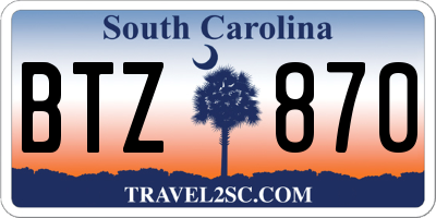 SC license plate BTZ870