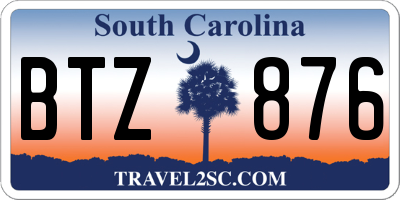 SC license plate BTZ876