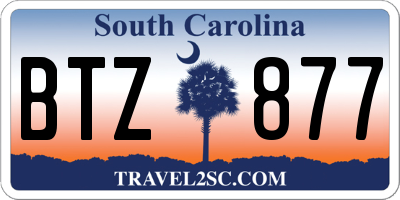 SC license plate BTZ877