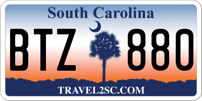 SC license plate BTZ880