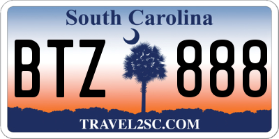 SC license plate BTZ888