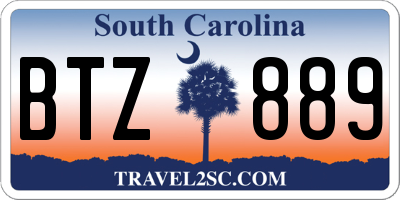SC license plate BTZ889