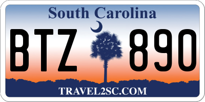 SC license plate BTZ890