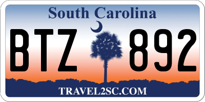 SC license plate BTZ892