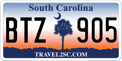 SC license plate BTZ905