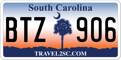 SC license plate BTZ906