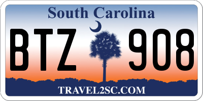 SC license plate BTZ908