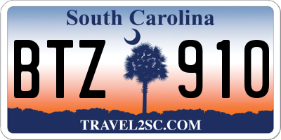 SC license plate BTZ910