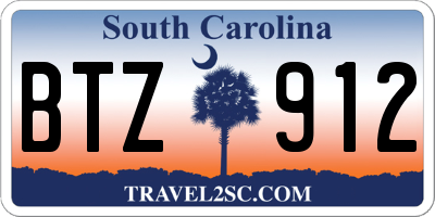SC license plate BTZ912