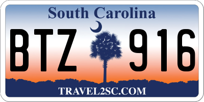 SC license plate BTZ916
