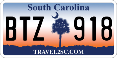 SC license plate BTZ918