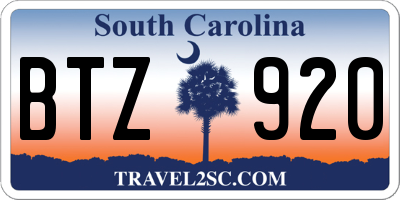 SC license plate BTZ920