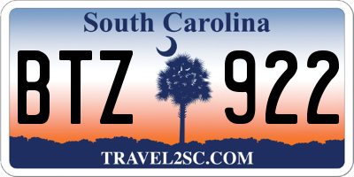 SC license plate BTZ922