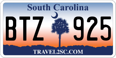 SC license plate BTZ925