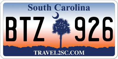 SC license plate BTZ926