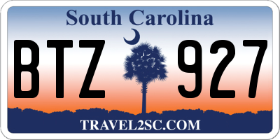 SC license plate BTZ927